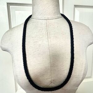 Black small beaded long necklace